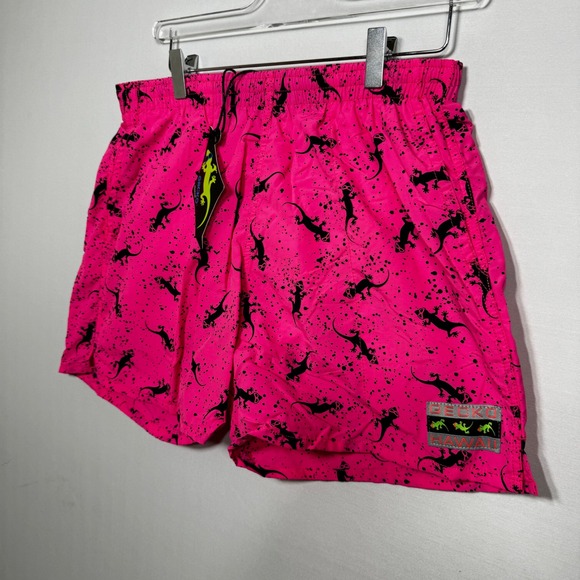 Gecko Hawaii Mens Neon Pink Gecko Splatter Print Swim Trunks Shorts Medium NWT - Picture 3 of 7